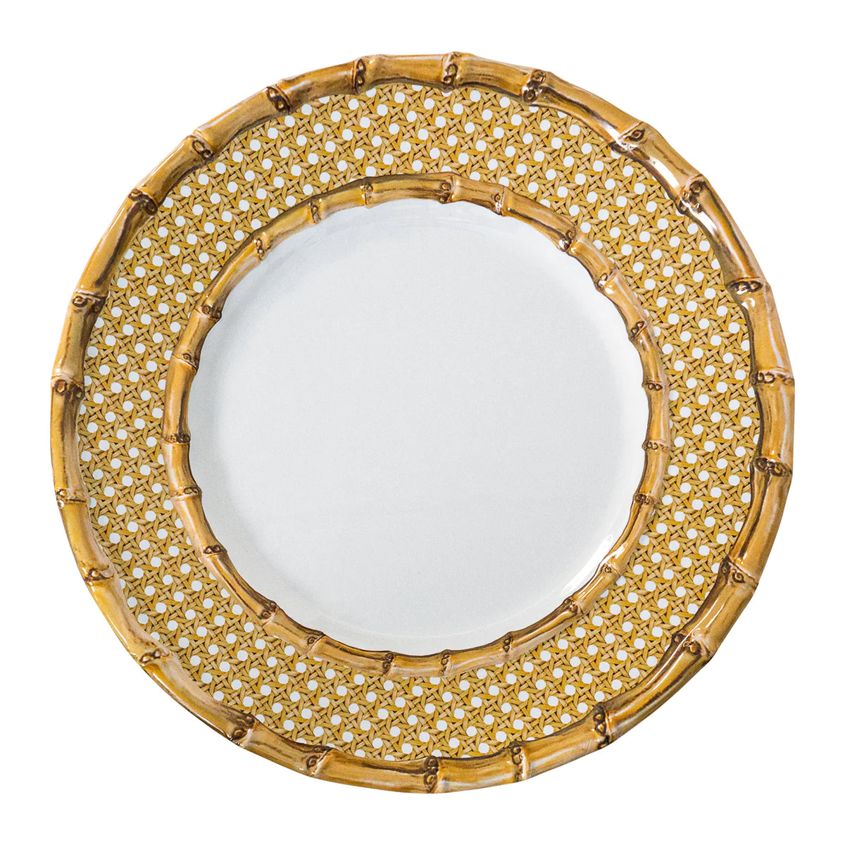 MELAMINE BAMBOO CANING DINNER PLATE