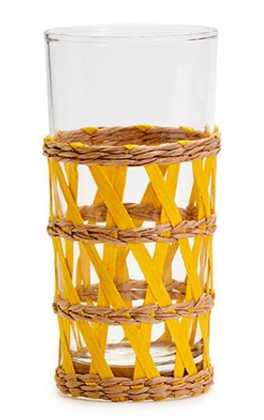 SEAGRASS WRAPPED ICE TEA GLASSES - SET OF 4