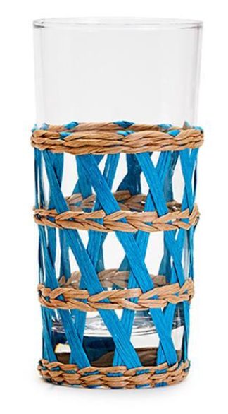 SEAGRASS WRAPPED ICE TEA GLASSES - SET OF 4