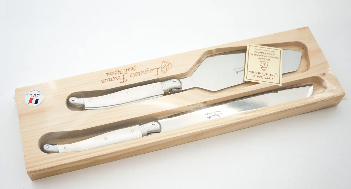 LAGUIOLE IVORY CAKE SET IN WOOD BOX