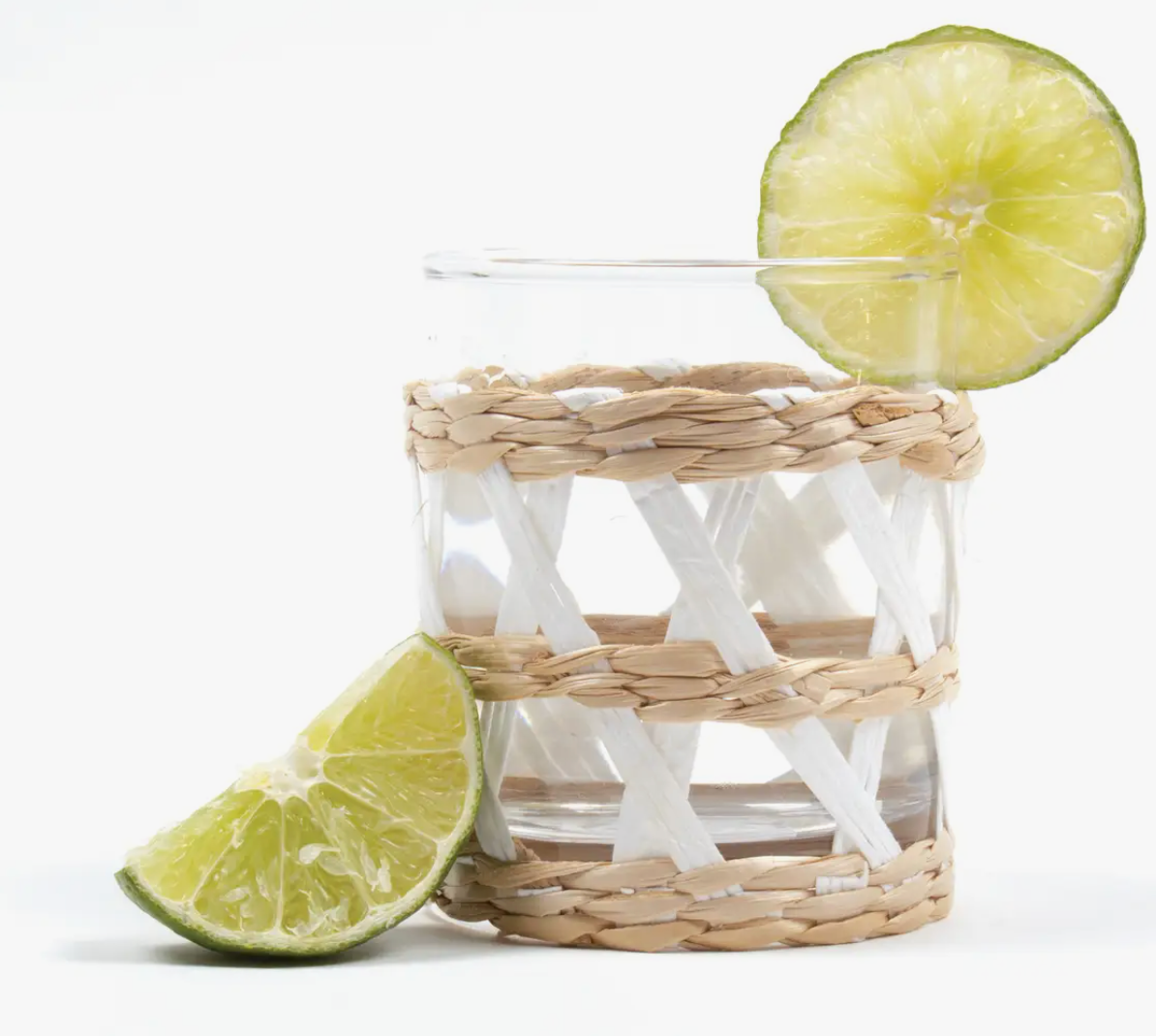 WHITE RATTAN OLD FASHION GLASSES