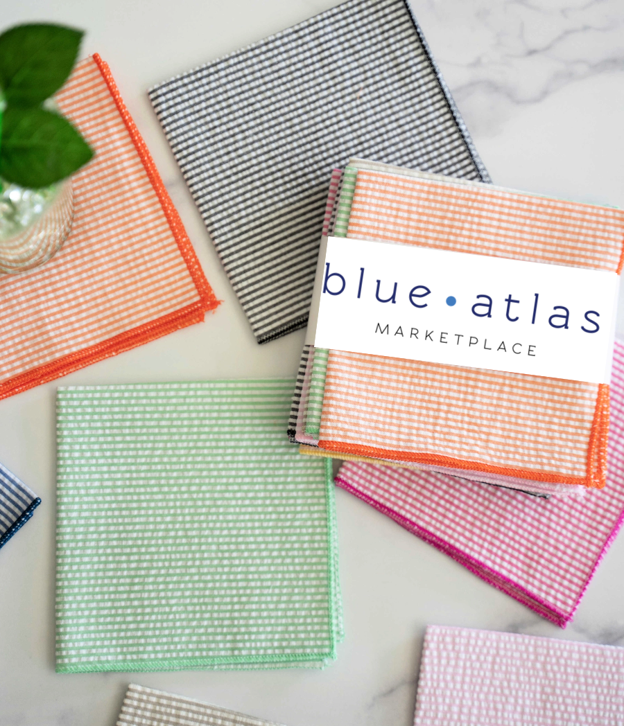 SEERSUCKER COCKTAIL NAPKINS S/4
