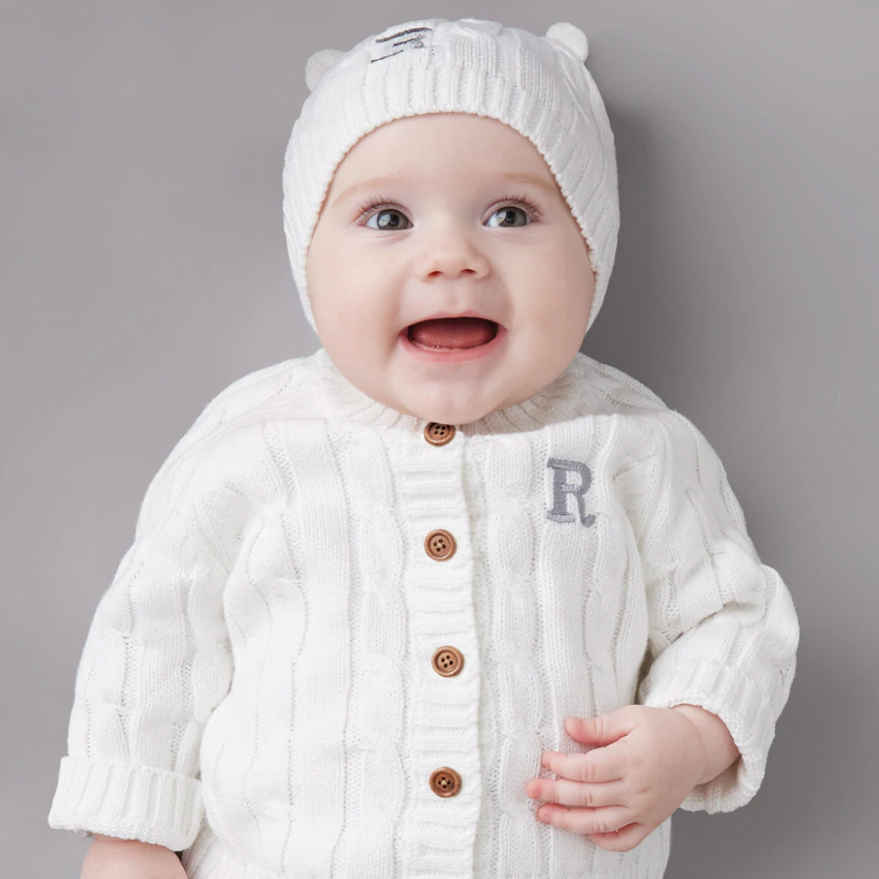 COTTON CARDIGAN & HAT SET