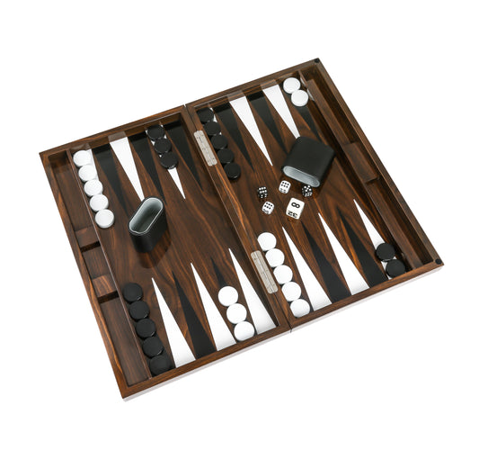 LUXURY WOOD GRAIN LACQUER BACKGAMMON SET