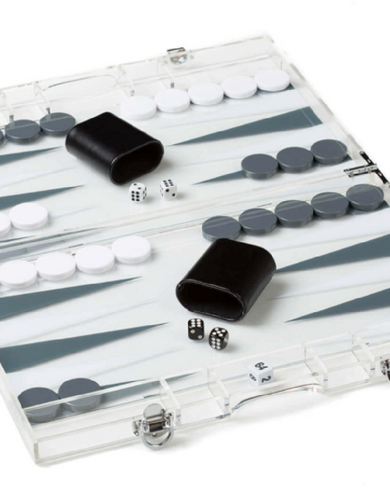 GREY/WHITE ACRYLIC BACKGAMMON