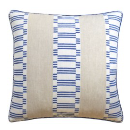 BLUE/WHITE WITH LINEN PILLOW