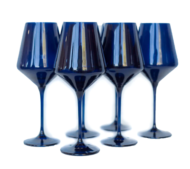Fiesta Azul Hand Blown Blue Stemless Wine Glasses (Set of 6